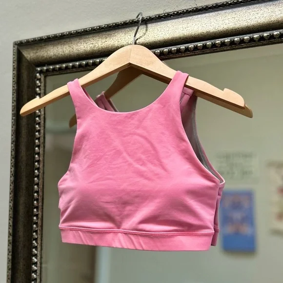 Lululemon Hot Pink High Neck Sports Bra | Banded Back | Like-New - Picture 1 of 5